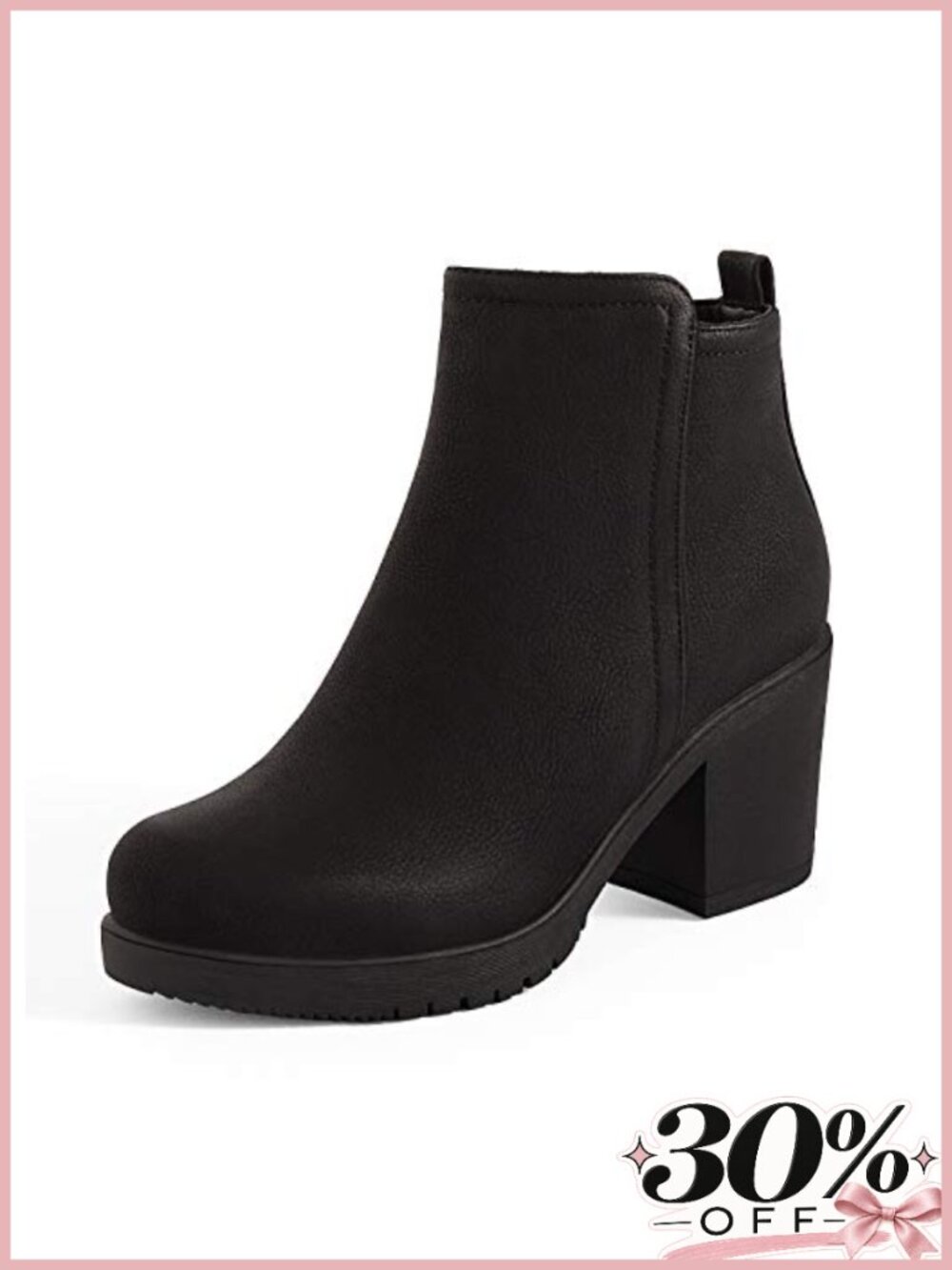 Women's Faux Leather Pointed Toe Block Heel Ankle Booties